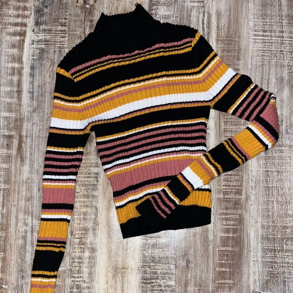 Multicolored Striped Turtleneck Sweater